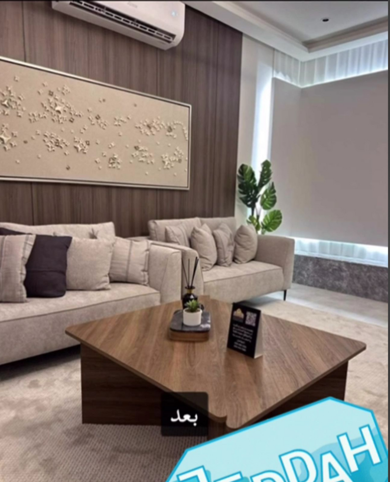 تأثيث غرفة جلوس عصرية - تصميم داخلي احترافي من شركة عين البنيان العقارية